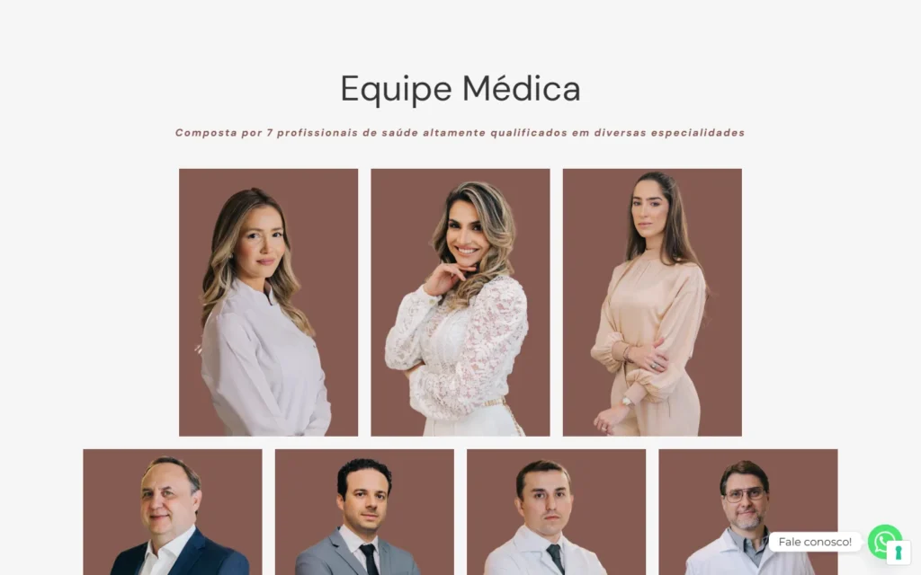 Captura do site de Ultraclin: Seção Equipe médica na home