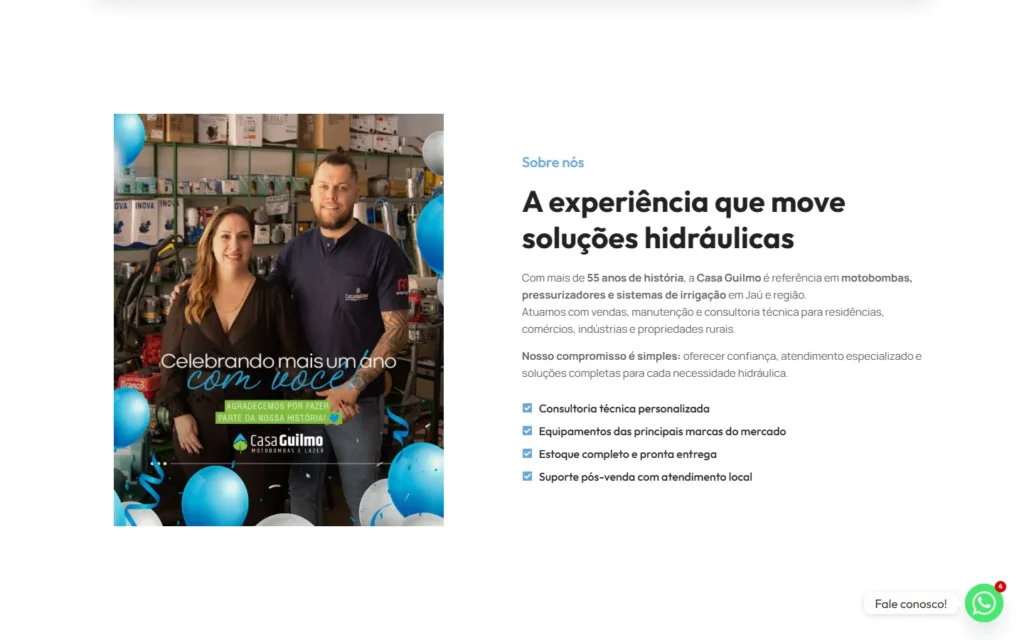 Captura do site de Casa Guilmo: Bloco Sobre nós