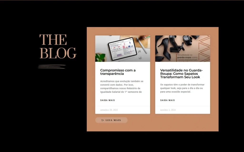 Captura do site de Dandara: Seção The Blog