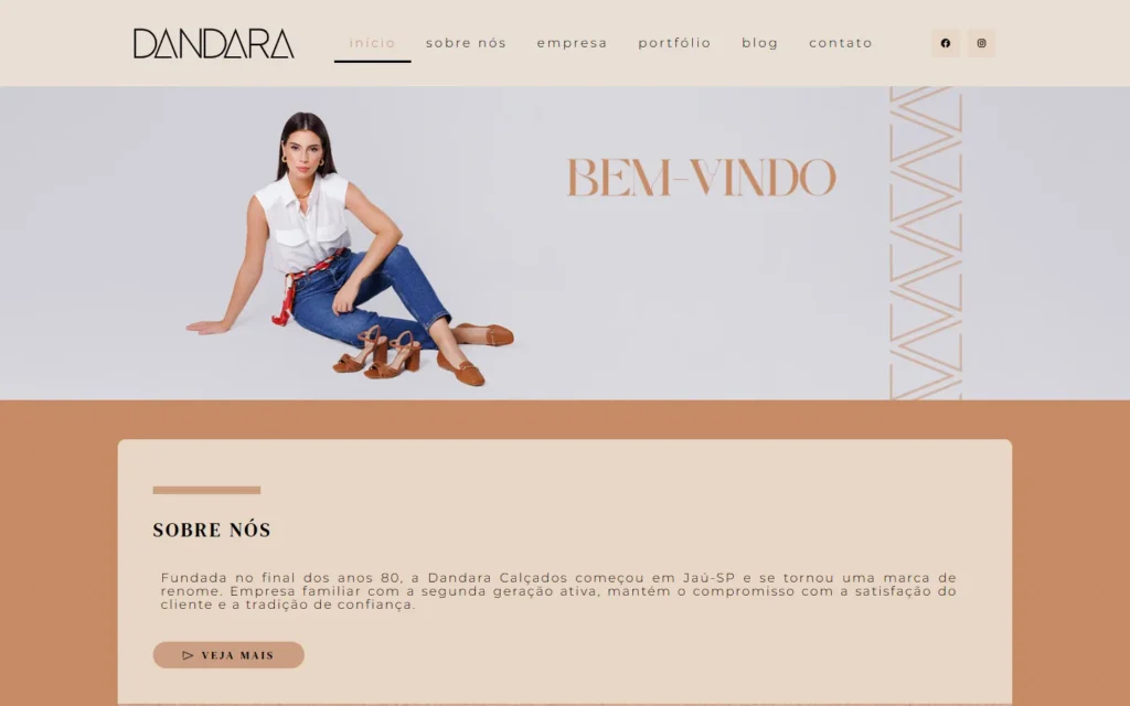 Captura do site de Dandara: Página inicial: bem-vindo