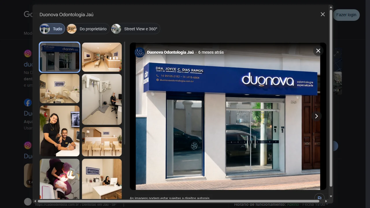 Galeria de fotos do perfil de Duonova Odontologia Jaú no Google. Captura real de 16/09/2026.