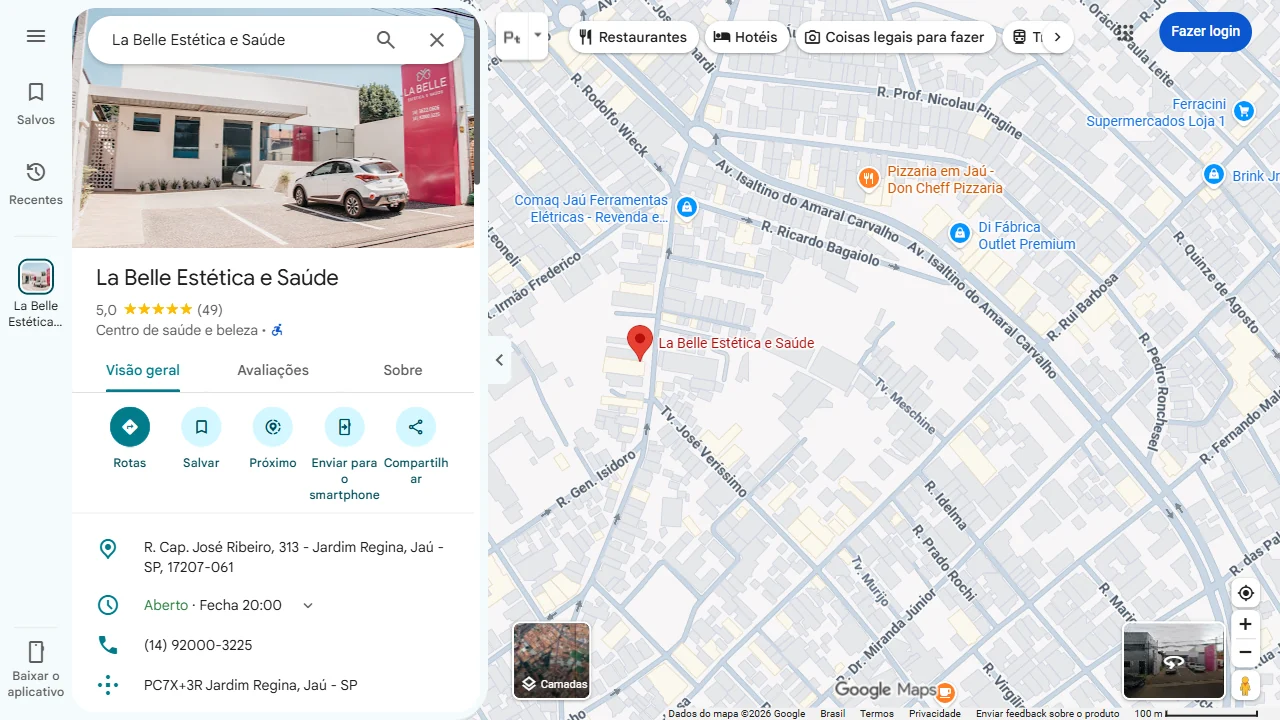 Localização de La Belle Estética e Saúde no Google Maps. Captura real de 16/09/2026.
