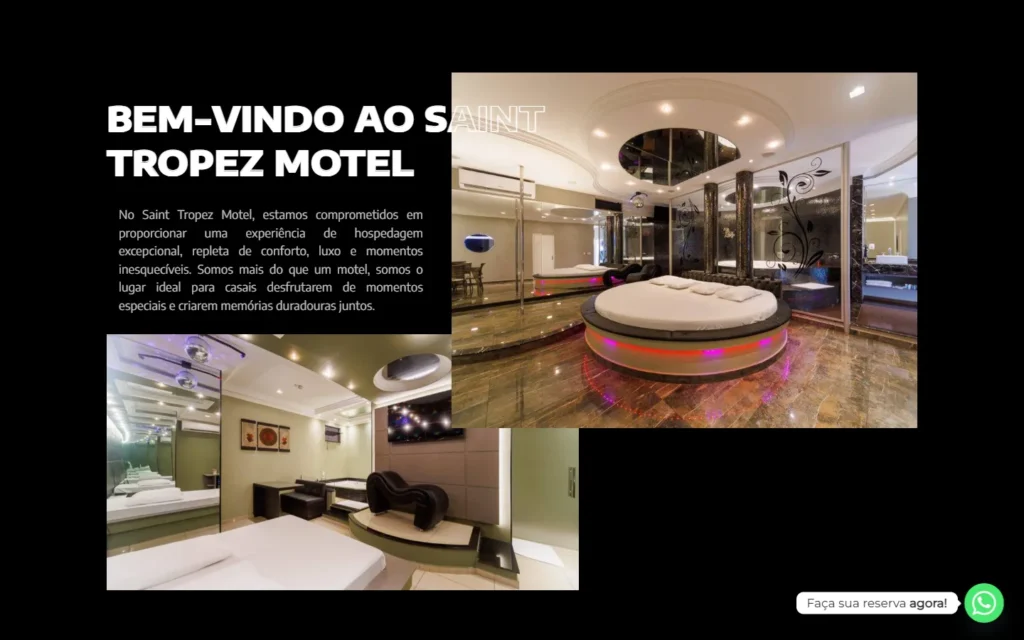 Captura do site de Saint Tropez Motel: Sobre nós: bem-vindo ao Saint Tropez Motel