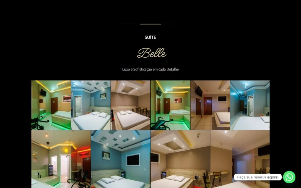 Captura do site de Saint Tropez Motel: Página Suítes: galeria da suíte Belle