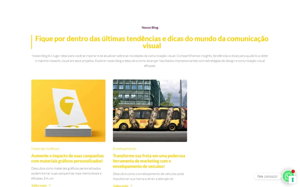 Captura do site de SetePrint Jaú: Seção do blog