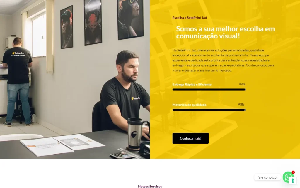 Captura do site de SetePrint Jaú: Seção Escolha a SetePrint Jaú