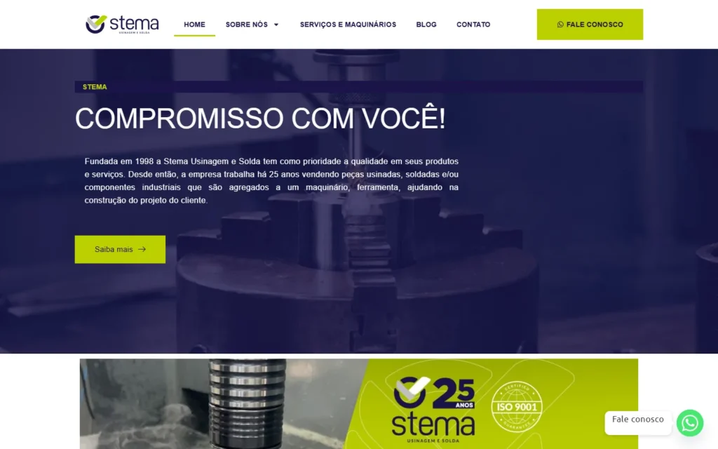 Captura do site de Stema: Página inicial: compromisso com você
