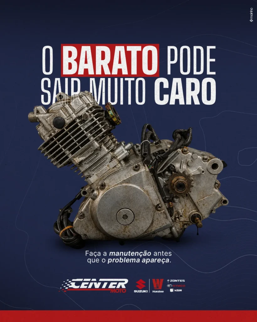 Anuncio da Center Moto convidando para agendar revisao na oficina
