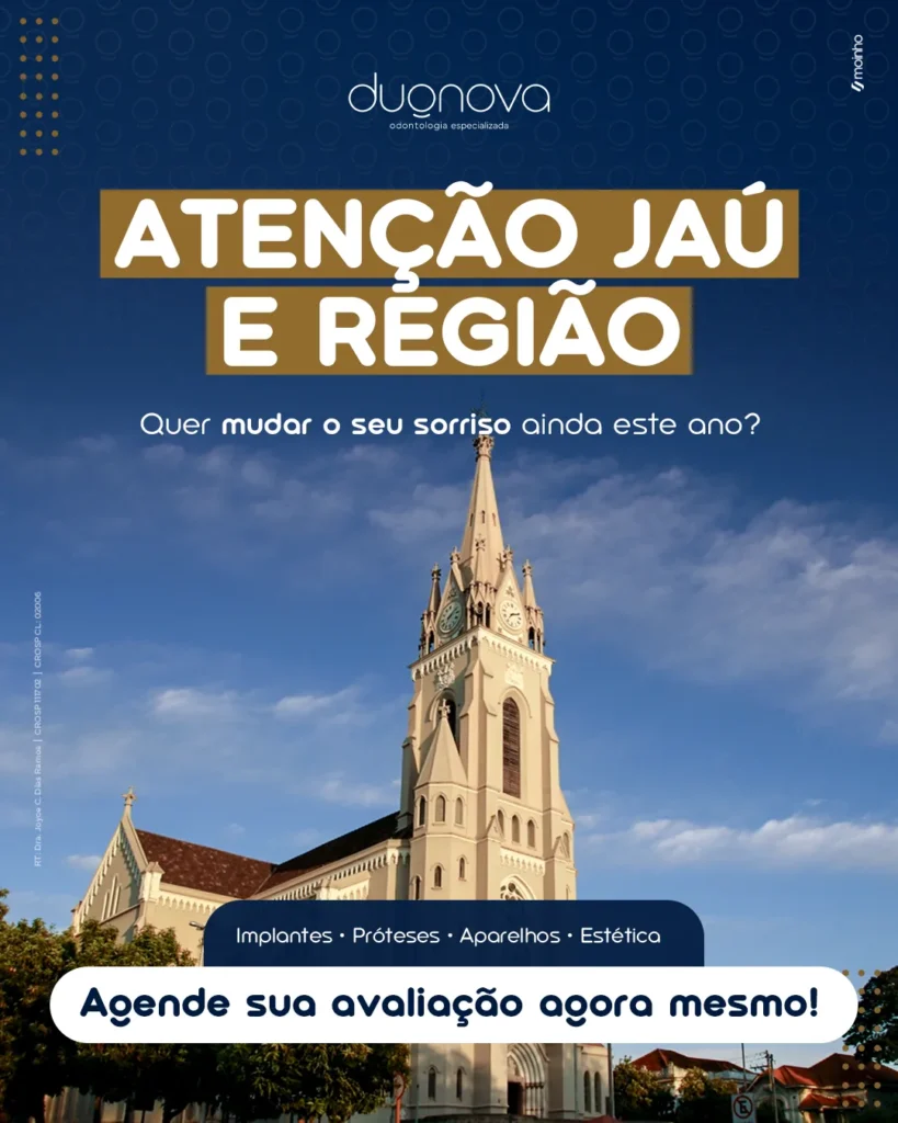 Anuncio da Duonova para Jau e regiao, com a Catedral de Jau ao fundo