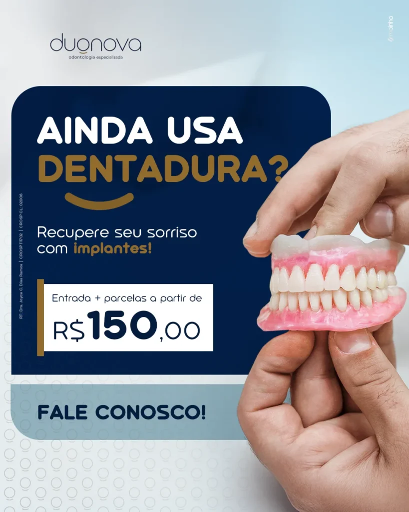 Anuncio da Duonova sobre implantes e proteses